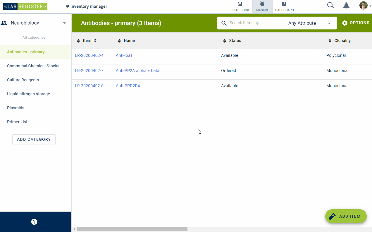 Create an item in your MDB